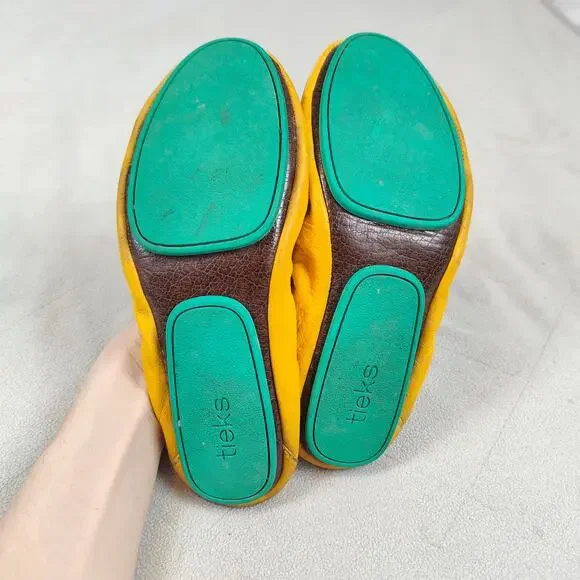 Tieks Flats Womens 6 Mustard Yellow Leather Ballet Slip On Shoes Preppy Shoes - Picture 8 of 9
